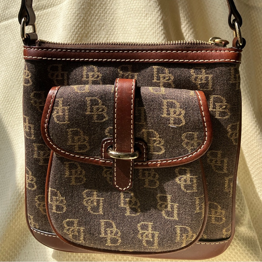 DOONEY & BOURKE Letter Carrier cross-body bag | NEW | Brown Jacquard and Leather
